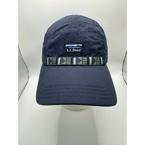 VINTAGE LL Bean Hat Cap Mens  Canvas 5 Panel Mountain Logo Blue‎